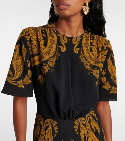 Etro Black Chiffon Polyester Long Dress In Black
