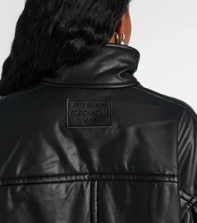 Shop Acne Studios Faux Leather Bomber Jacket In Black