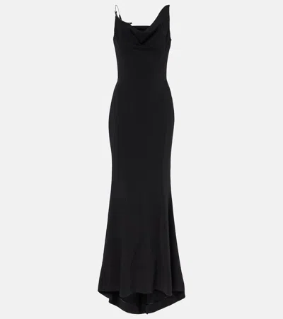 Mugler Metallic-detail Crepe Gown In Black