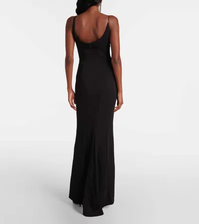 Mugler Metallic-detail Crepe Gown In Black