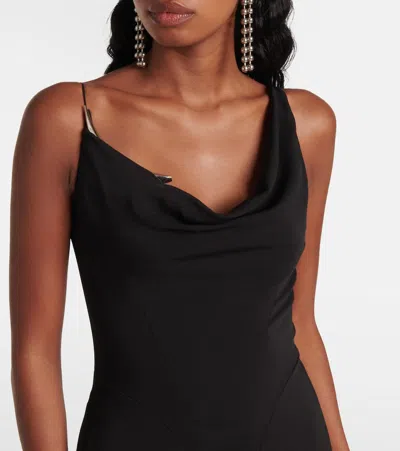 Mugler Metallic-detail Crepe Gown In Black