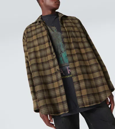 Balenciaga Light Khaki Green Cotton Layered Shirt In Multicoloured