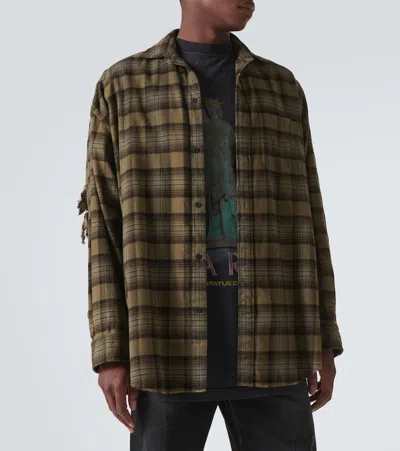 Balenciaga Light Khaki Green Cotton Layered Shirt In Multicoloured