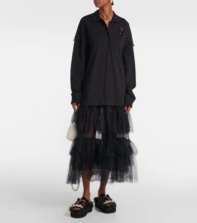 Simone Rocha Artificial Fur Multi-strap Sandals In Black