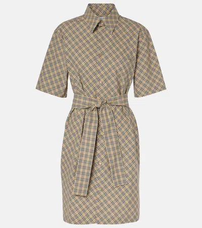 Burberry Mini Check Sand Polo Dress In Beige