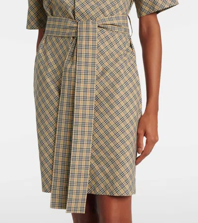 Burberry Mini Check Sand Polo Dress In Beige