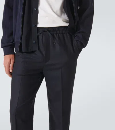 Brioni Asolo Wool Twill Straight Pants In Blue