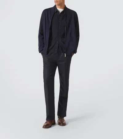 Brioni Asolo Wool Twill Straight Pants In Blue