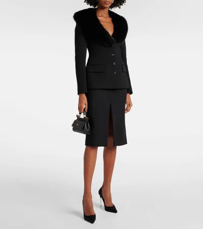 Dolce & Gabbana Wool Crepe Knee-length Pencil Skirt In Black