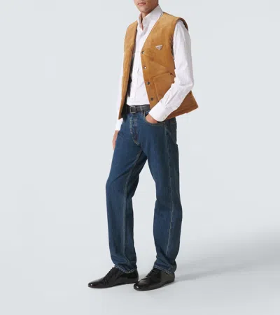 Prada Cotton Corduroy Vest In Brown