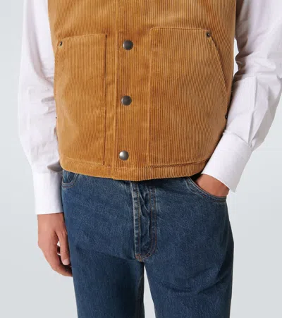 Prada Cotton Corduroy Vest In Brown