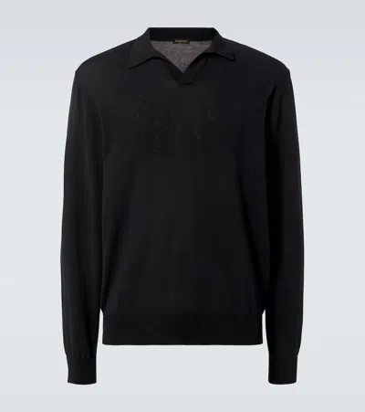 Shop Rubinacci Amalfi Cotton Polo Shirt In Black