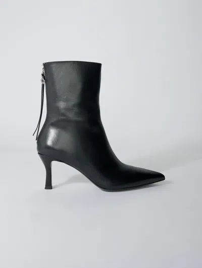 Maje 75mm Leather Ankle Boots In Black