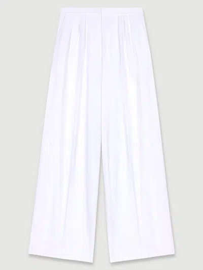 Maje Womens Blanc Wide-leg High-rise Cotton Trousers In Blanc