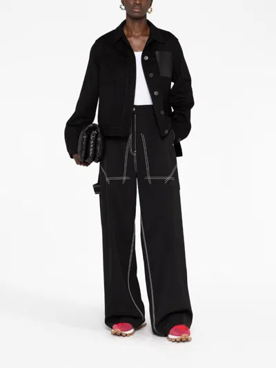 Loewe Cashmere Blend Workwear Jacket With Anagram Pocket In Black