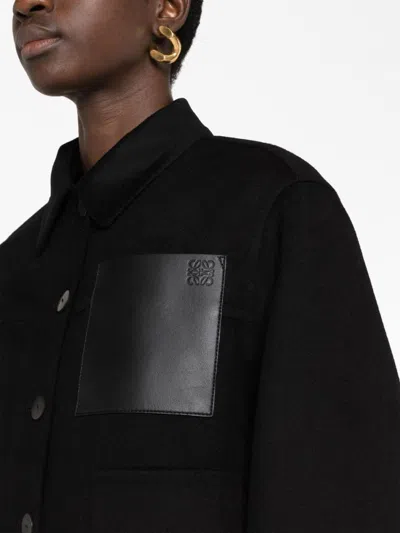 Loewe Cashmere Blend Workwear Jacket With Anagram Pocket In Black