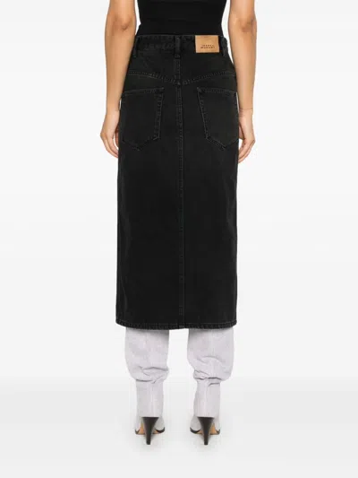 Shop Marant Etoile Vandy Denim Cotton Skirt In Black