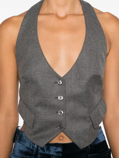 Shop Tom Ford Wool Open-back Vest In Grey