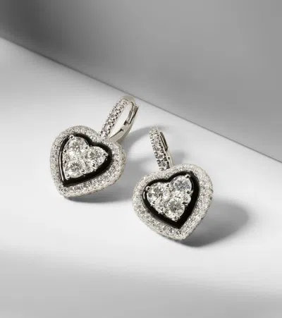 Kamyen 18kt White Gold Earrings With Diamonds In Silver