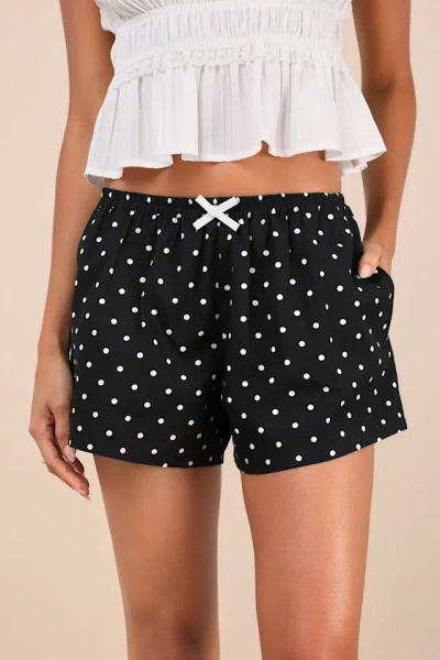 Motel Sibo Black Polka Dot Bow Boxer Shorts In Black