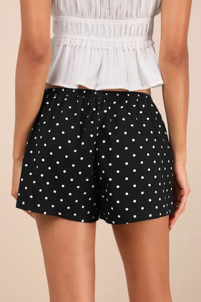 Motel Sibo Black Polka Dot Bow Boxer Shorts In Black