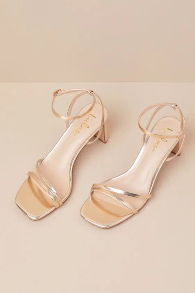 Lulus Loxley Gold Ankle Strap High Heel Sandals In Gold