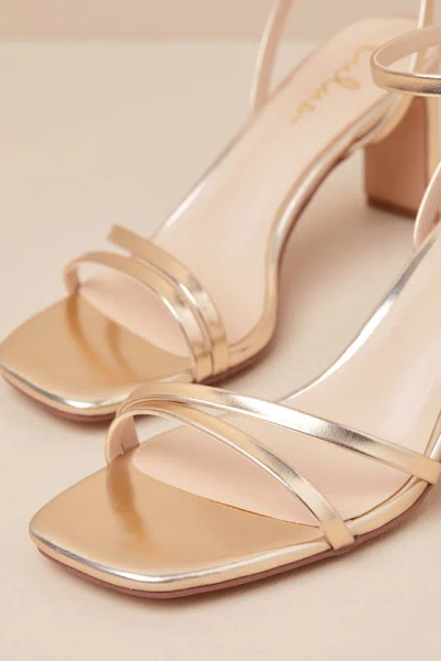 Lulus Loxley Gold Ankle Strap High Heel Sandals In Gold