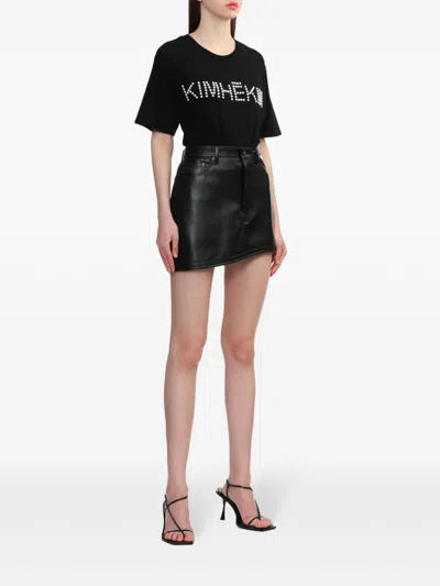 Shop Kimhēkim Logo-appliqué Asymmetric Mini Skirt In Black