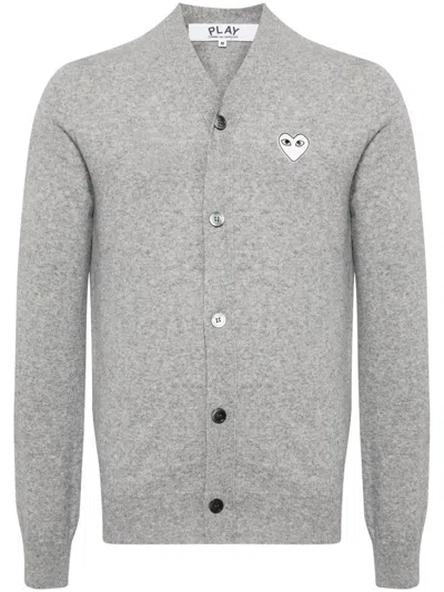 Comme Des Garçons Play Mélange-effect Wool Cardigan In Grey