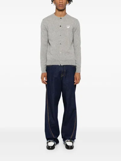 Comme Des Garçons Play Wool Cardigan In Grey