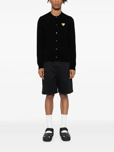 Comme Des Garçons Play Heart-patch Wool Cardigan In Black