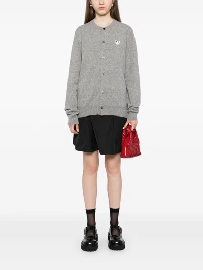 Comme Des Garçons Play Wool Cardigan In Grey