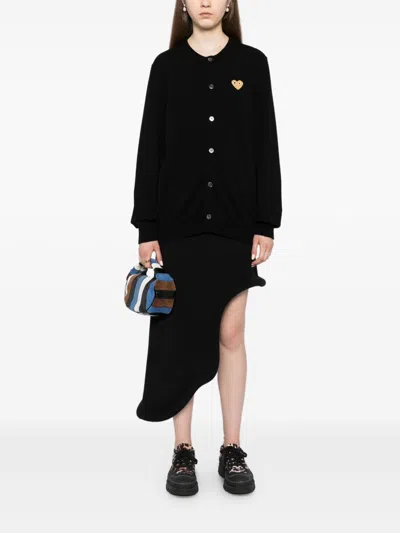 Comme Des Garçons Play Heart-patch Wool Cardigan In Black