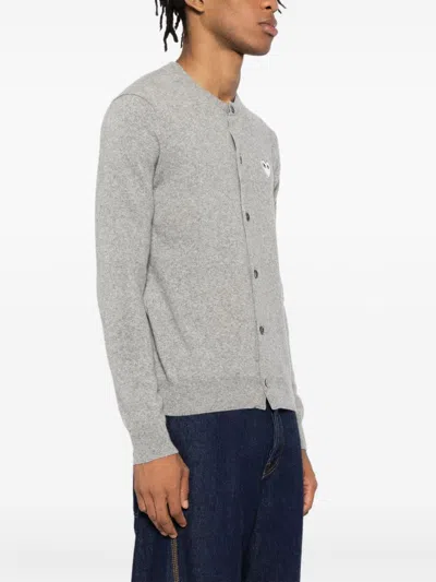 Comme Des Garçons Play Wool Cardigan In Grey