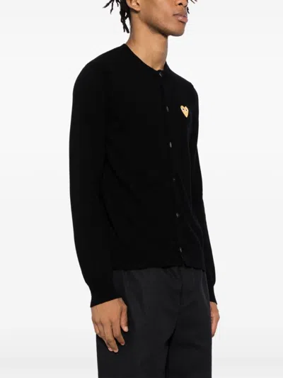 Comme Des Garçons Play Heart-patch Wool Cardigan In Black