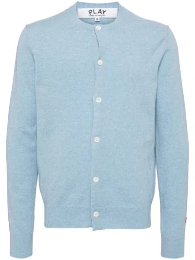 Comme Des Garçons Play Wool Cardigan In Blue