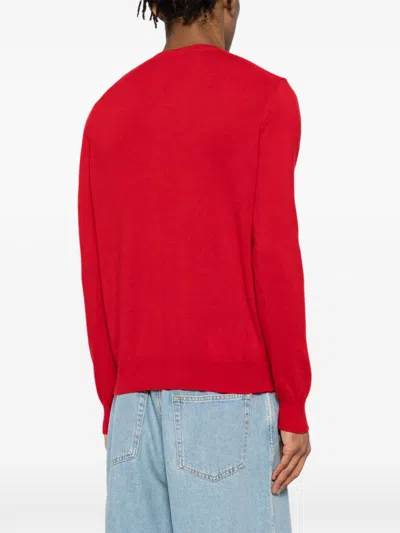 Comme Des Garçons Play Double-heart Wool Cardigan In Red