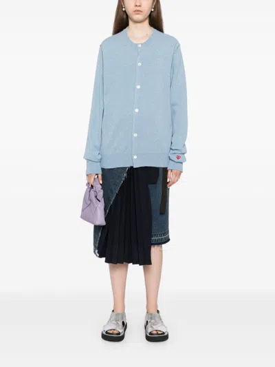 Comme Des Garçons Play Wool Cardigan In Blue