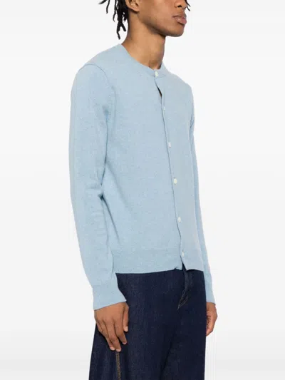 Comme Des Garçons Play Wool Cardigan In Blue
