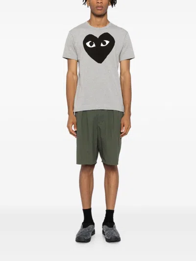 Comme Des Garçons Play Signature Heart Print Cotton T-shirt In Grey