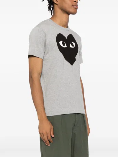 Comme Des Garçons Play Signature Heart Print Cotton T-shirt In Grey