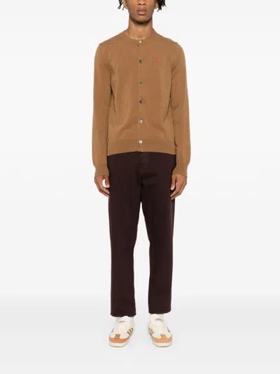 Comme Des Garçons Play Wool Cardigan In Brown