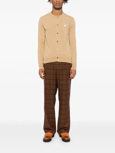 Comme Des Garçons Play Wool Cardigan In Neutrals