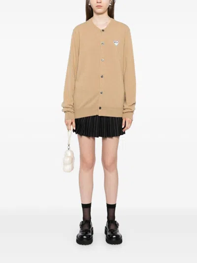 Comme Des Garçons Play Wool Cardigan In Neutrals