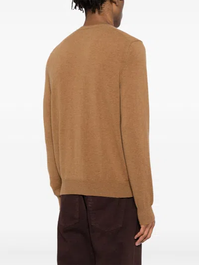 Shop Comme Des Garçons Play Wool Cardigan In Brown