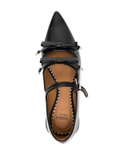 Toga Ssense Exclusive Brown Pointed Toe Ballerina Flats In Black