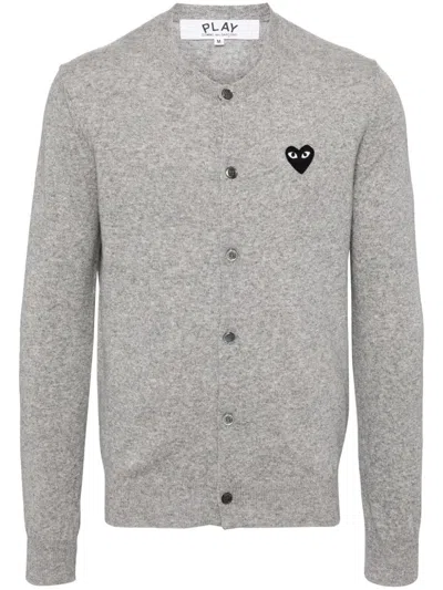 Comme Des Garçons Play Mélange-effect Wool Cardigan In Grey