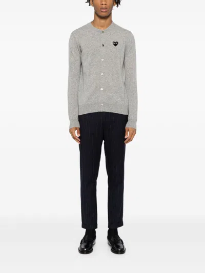 Comme Des Garçons Play Mélange-effect Wool Cardigan In Grey