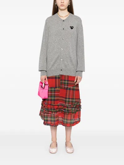 Comme Des Garçons Play Mélange-effect Wool Cardigan In Grey