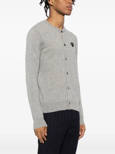 Comme Des Garçons Play Mélange-effect Wool Cardigan In Grey